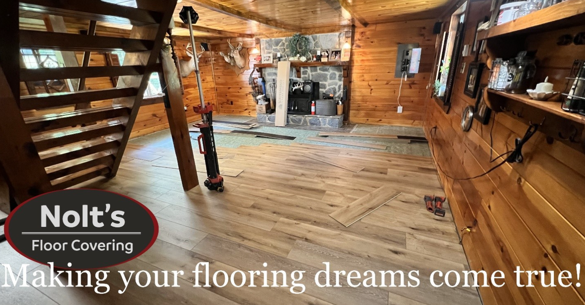 Waterproof flooring installation in a Perry County Pennsylvania home.